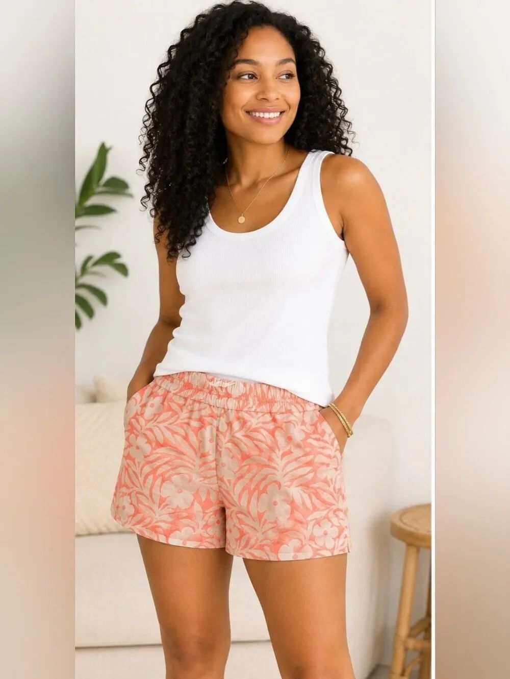 J.Crew Coral Tropical Floral Pull-On Shorts Women's Size 4 Resort